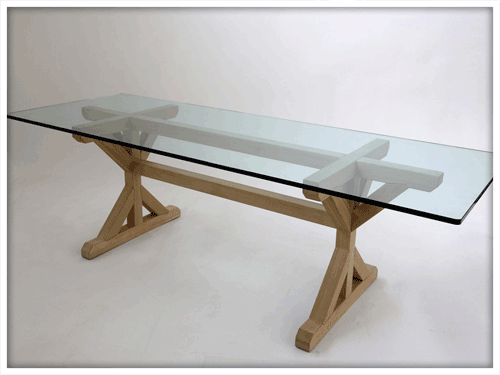 Table with rectangular crystal top